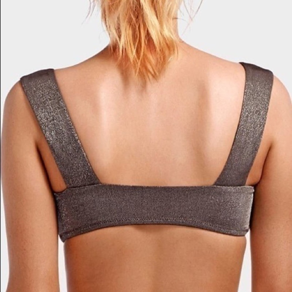 Vitamin A Graphite Gray Metallic Venus Bikini Swim Top Size Small/6 NWT - Picture 2 of 5